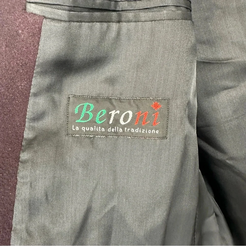 Beroni‎ Men’s Sport Coat Size 42 Long Wine Wool Cashmere Business Casual Office